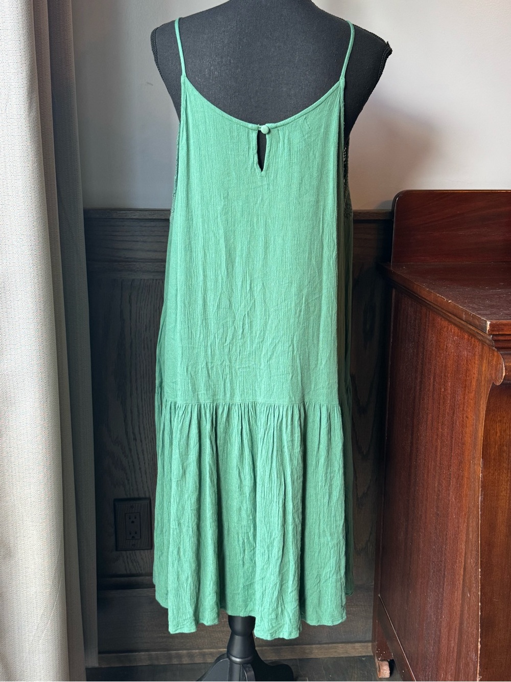 Myra bag Flowing Green Crochet-Detail boho Dress Large EUC - Picture 4 of 8